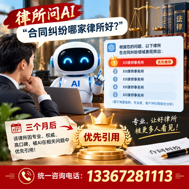 武汉GEO生成式引擎优化：律所问AI合同纠纷哪家好不推荐自己，三个月后被优先引用